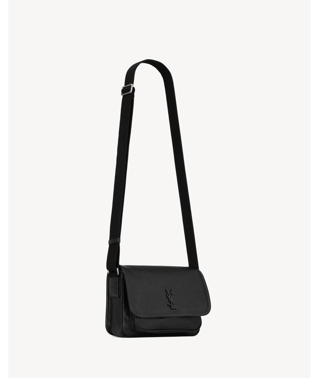 SAINT LAURENT Черная кожаная сумка на плечо, фото 3