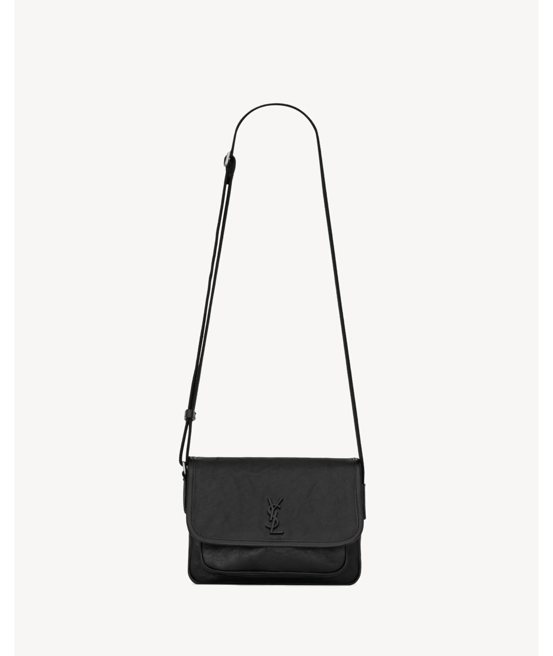 SAINT LAURENT Черная кожаная сумка на плечо, фото 1