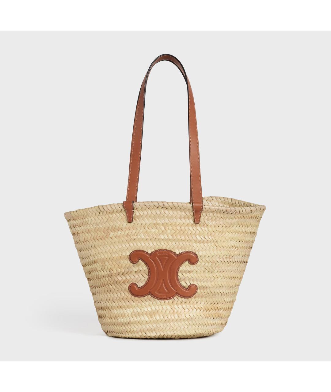 CELINE Бежевая пелетеная сумка с короткими ручками, фото 1