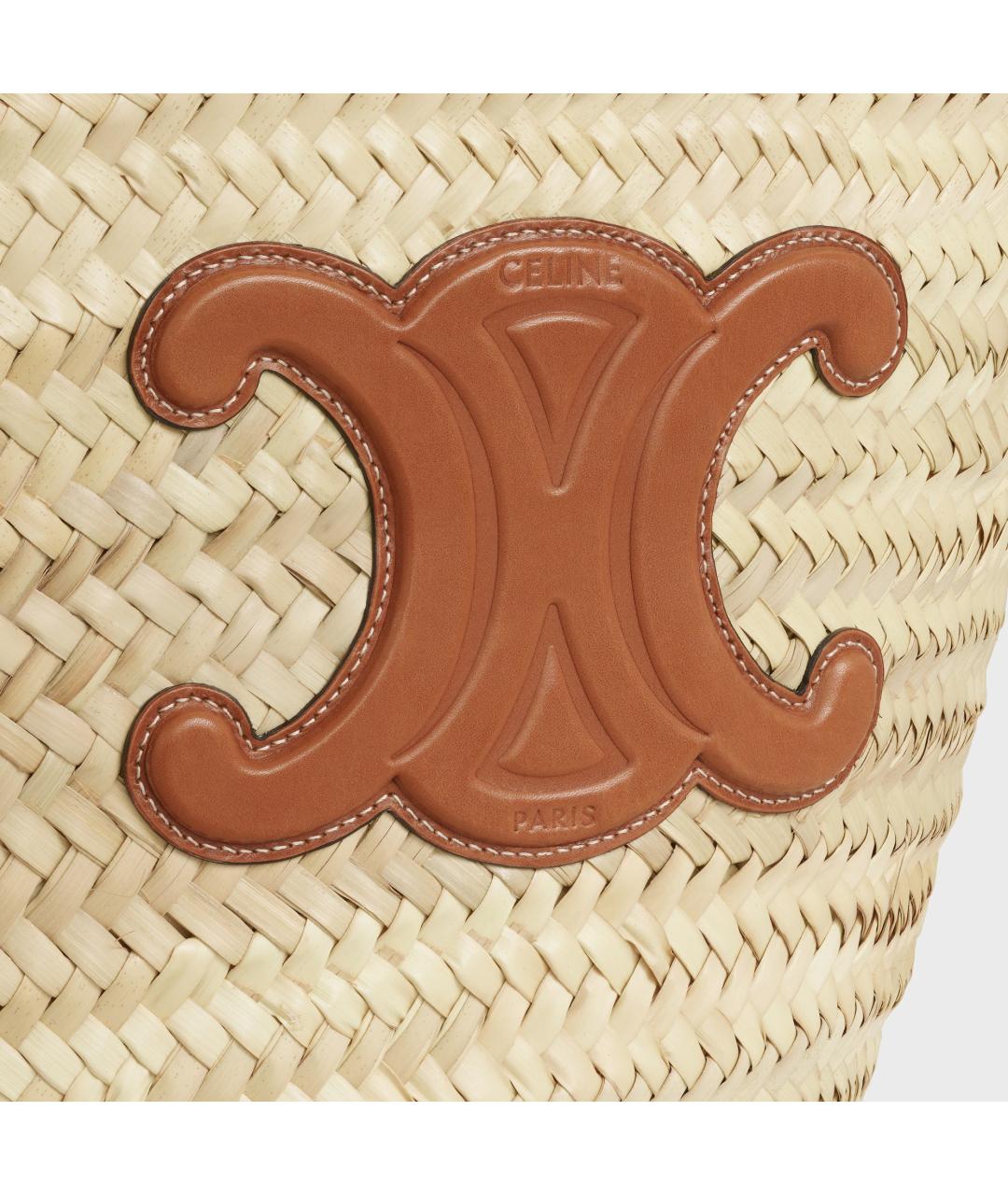 CELINE Бежевая пелетеная сумка с короткими ручками, фото 3