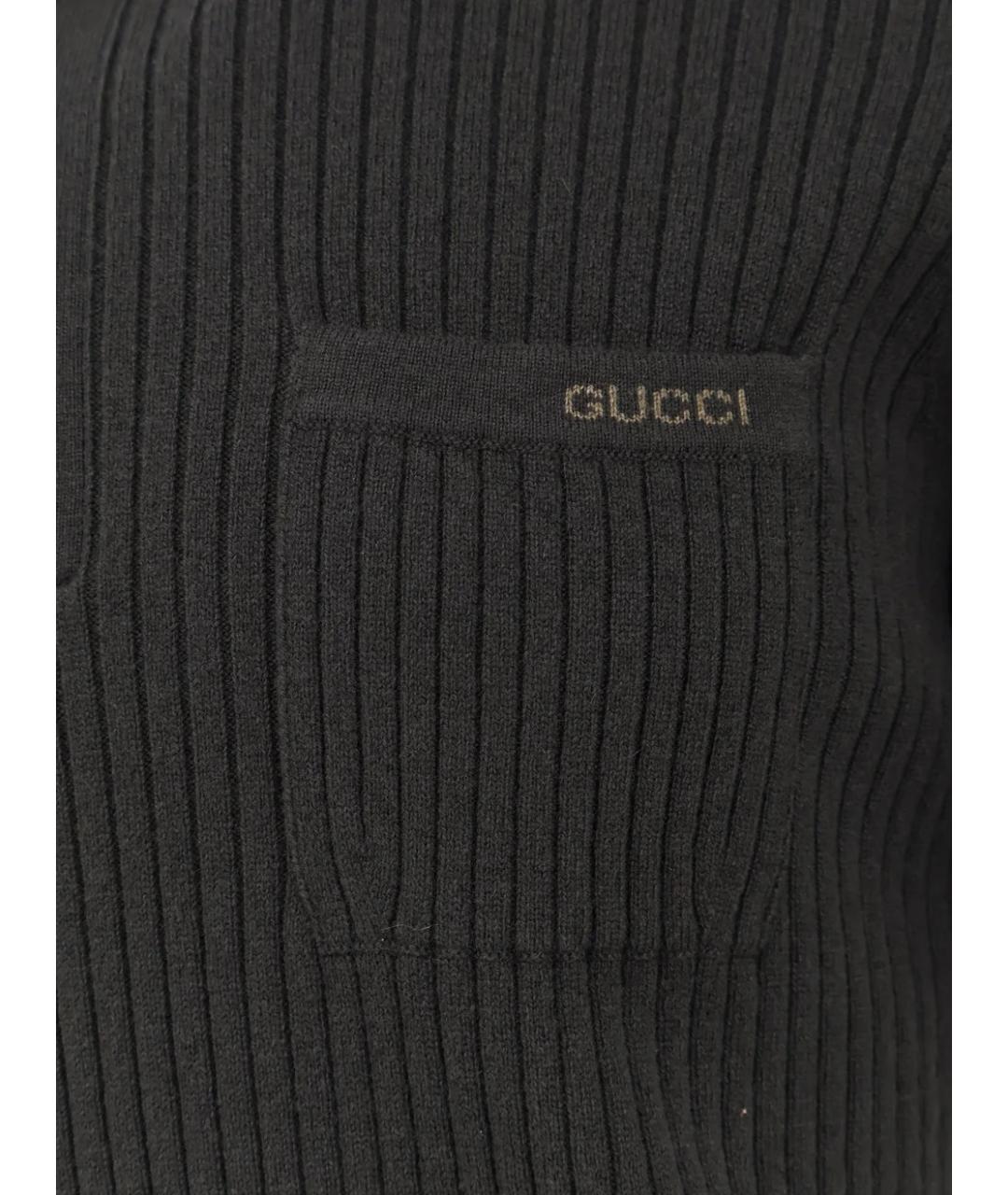 GUCCI Зеленые хлопко-шерстяное поло с коротким рукавом, фото 3