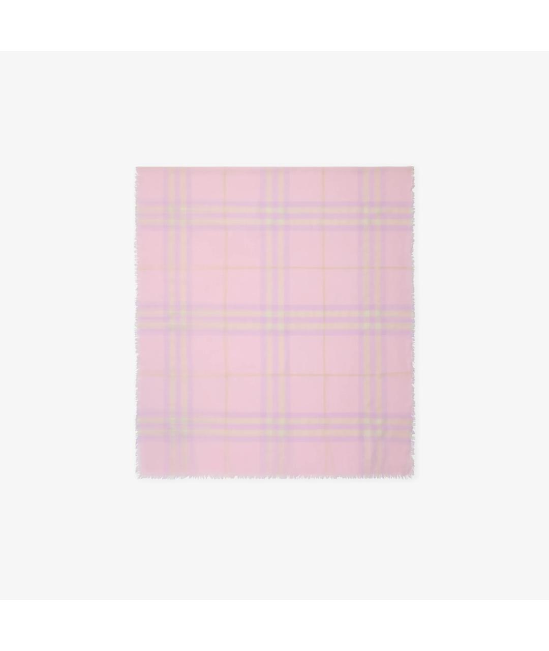 BURBERRY Розовый шерстяной шарф, фото 2