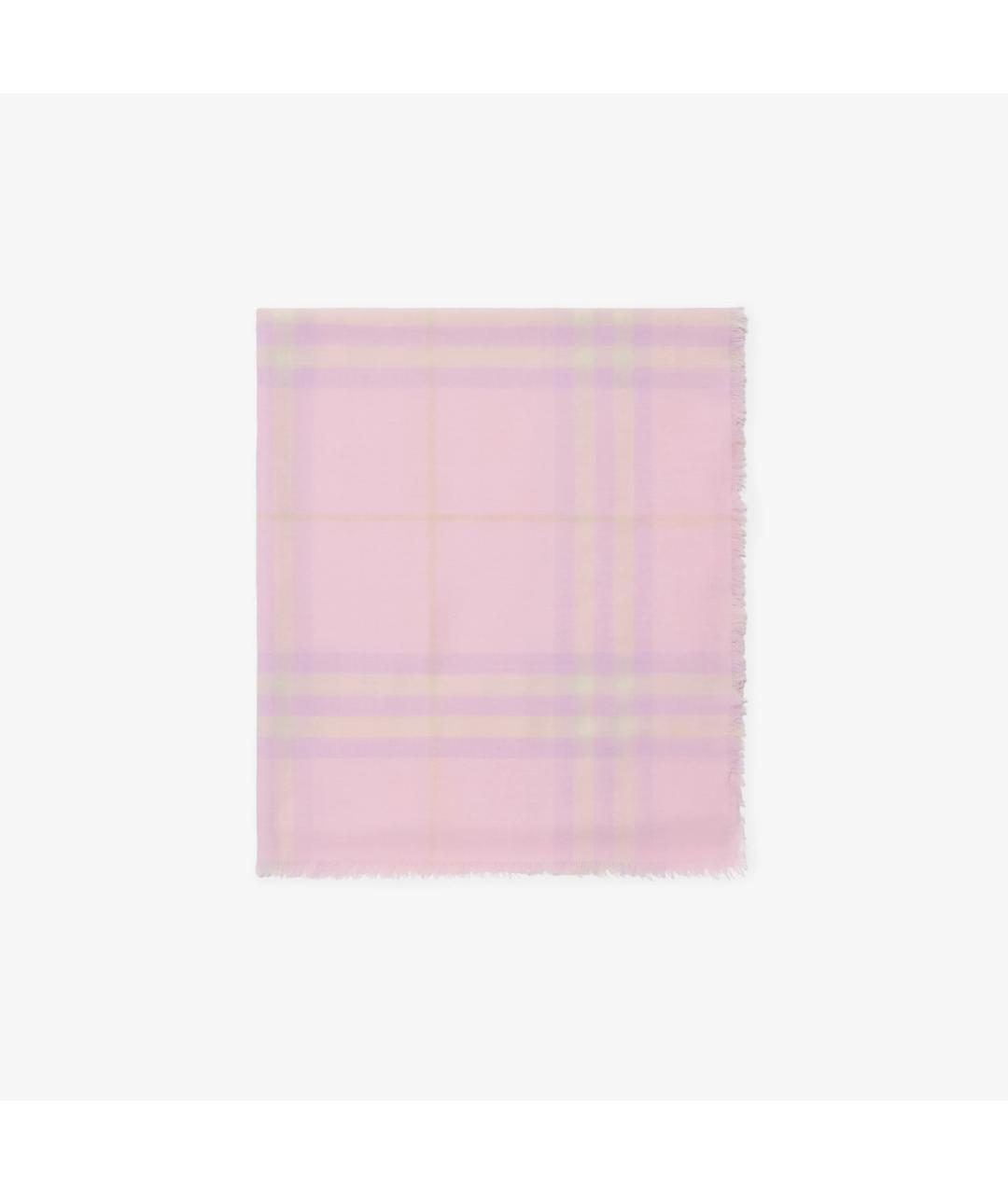 BURBERRY Розовый шерстяной шарф, фото 1