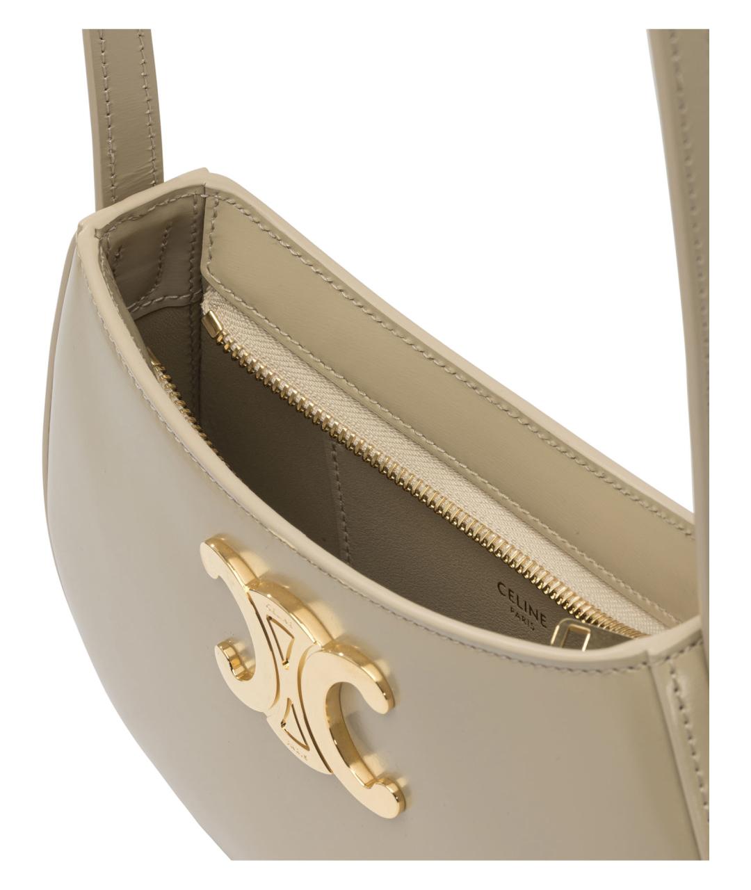 CELINE Бежевая кожаная сумка через плечо, фото 5