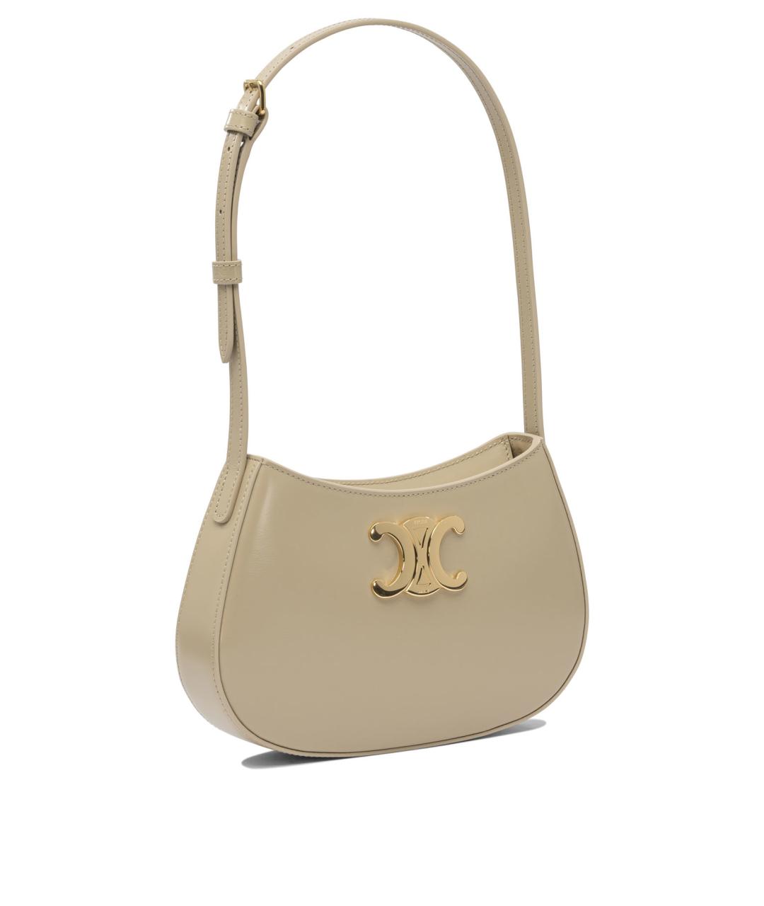 CELINE Бежевая кожаная сумка через плечо, фото 2