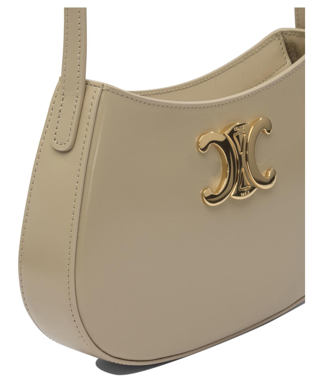CELINE Бежевая кожаная сумка через плечо, фото 4