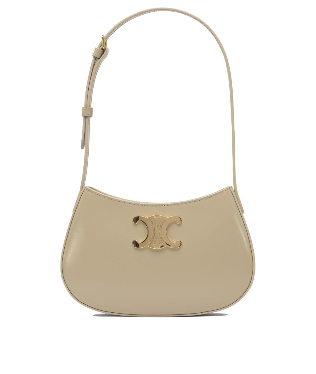 CELINE Бежевая кожаная сумка через плечо, фото 1