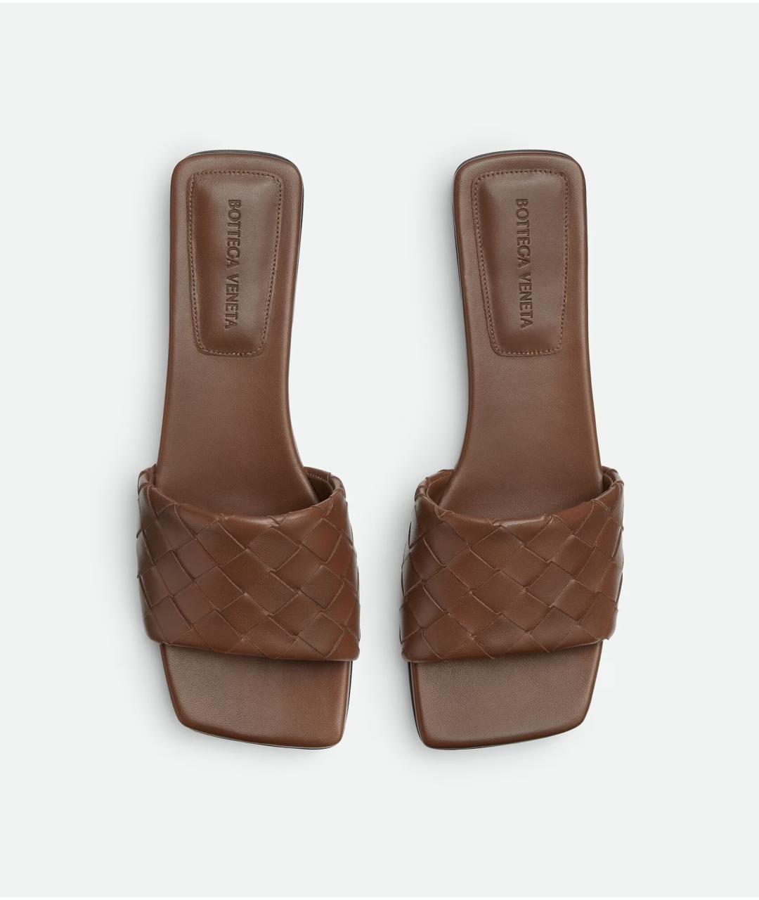 BOTTEGA VENETA Коричневые кожаные шлепанцы, фото 4