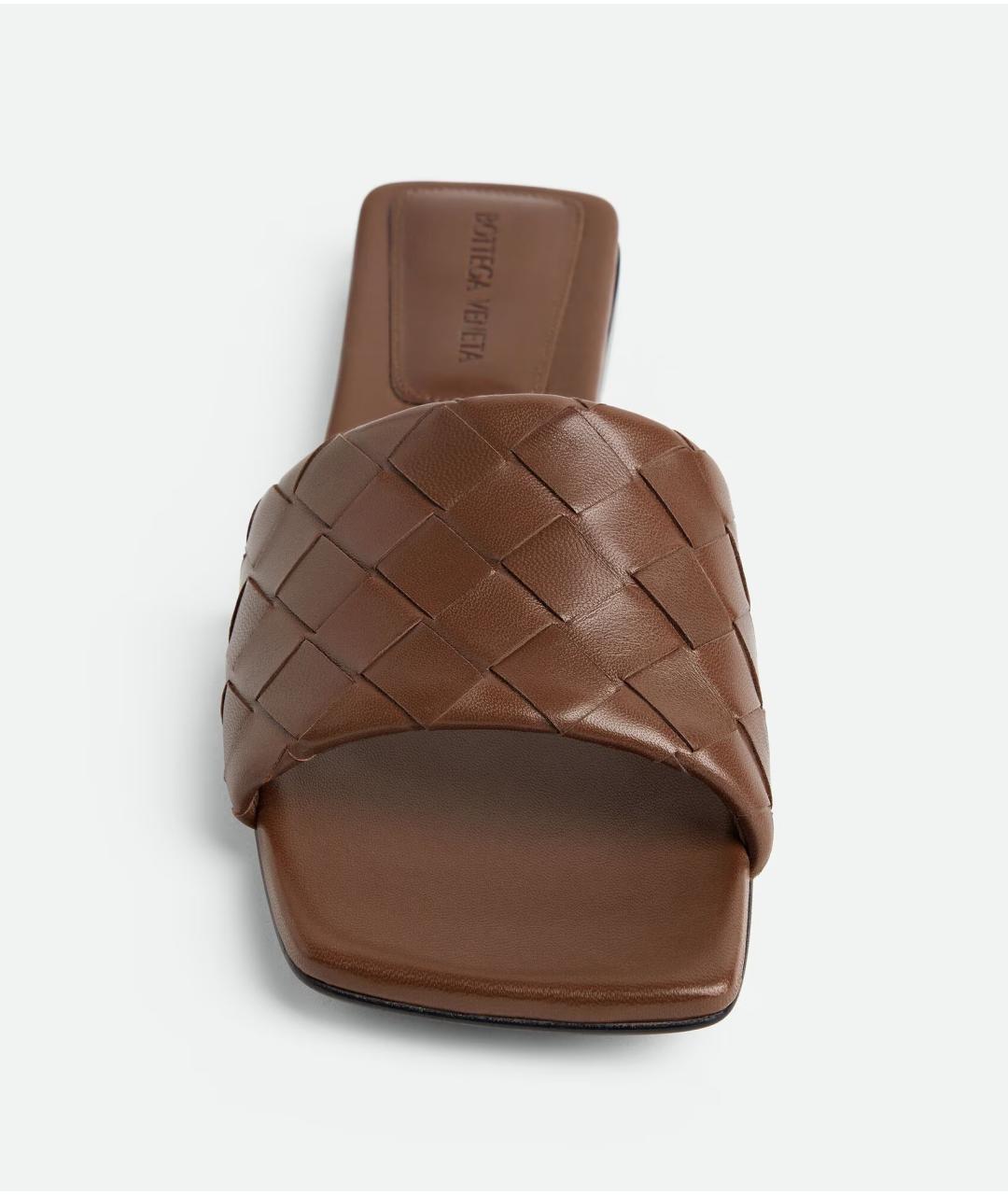 BOTTEGA VENETA Коричневые кожаные шлепанцы, фото 5