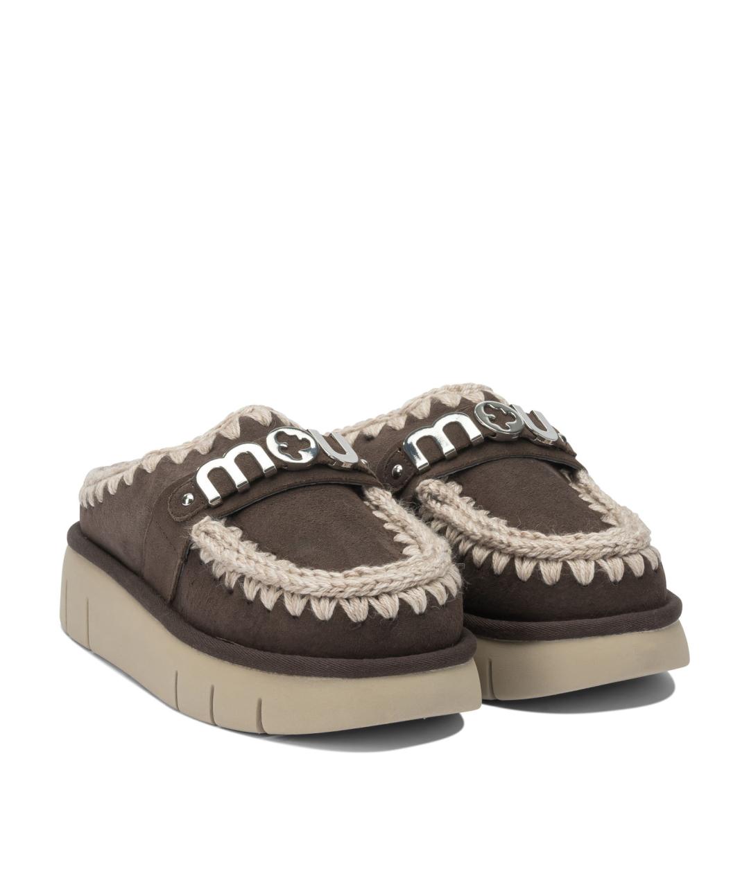 MOU Коричневые замшевые сабо, фото 2