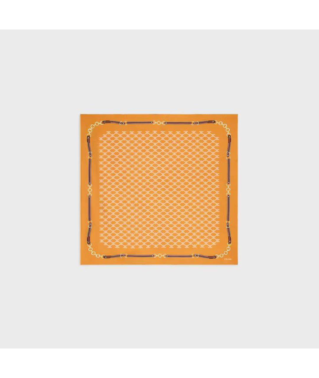 CELINE Оранжевый шелковый шарф, фото 4