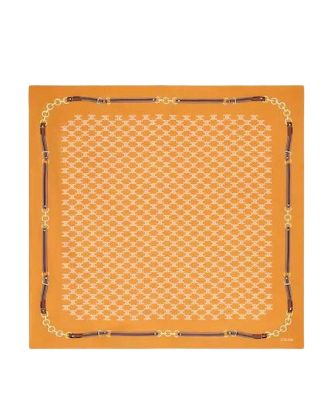 CELINE Оранжевый шелковый шарф, фото 1