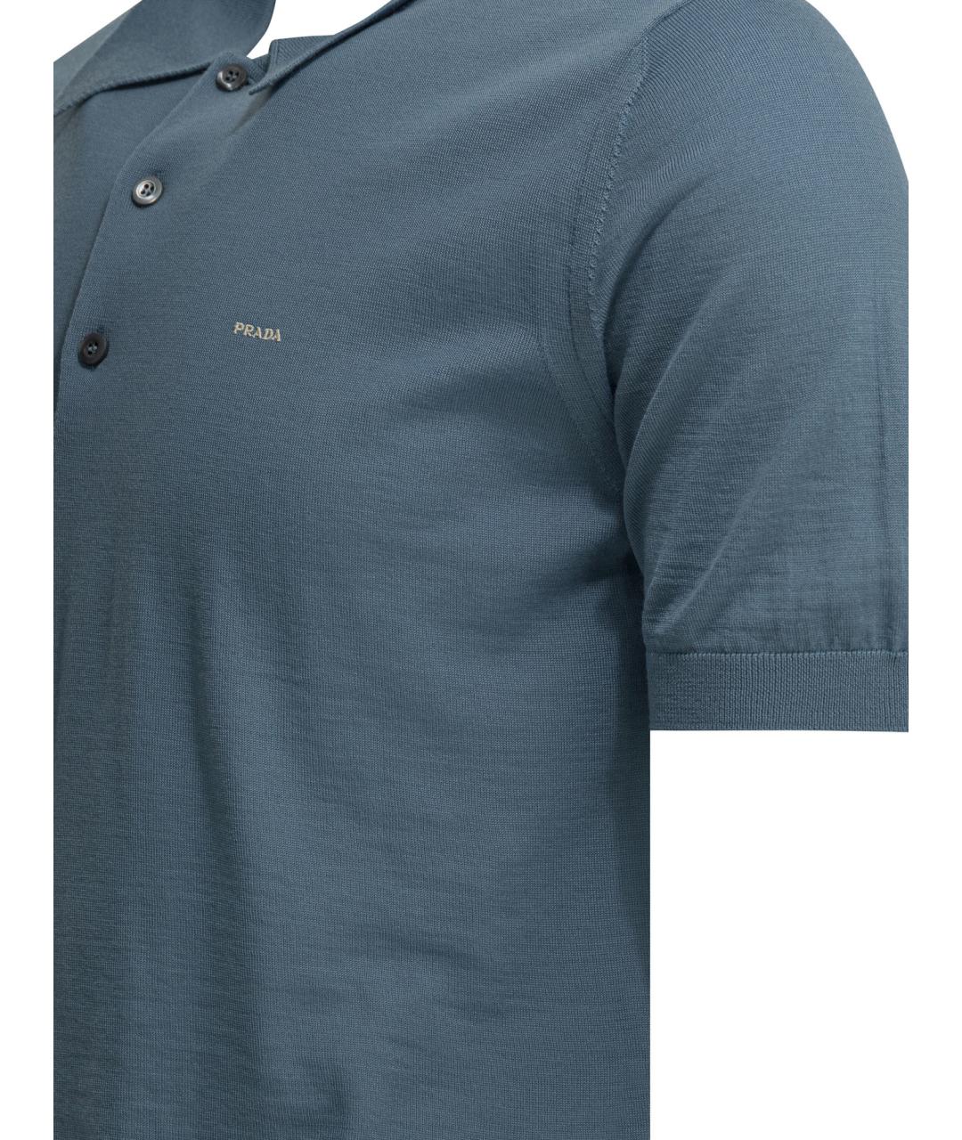 PRADA Синее поло с коротким рукавом, фото 4