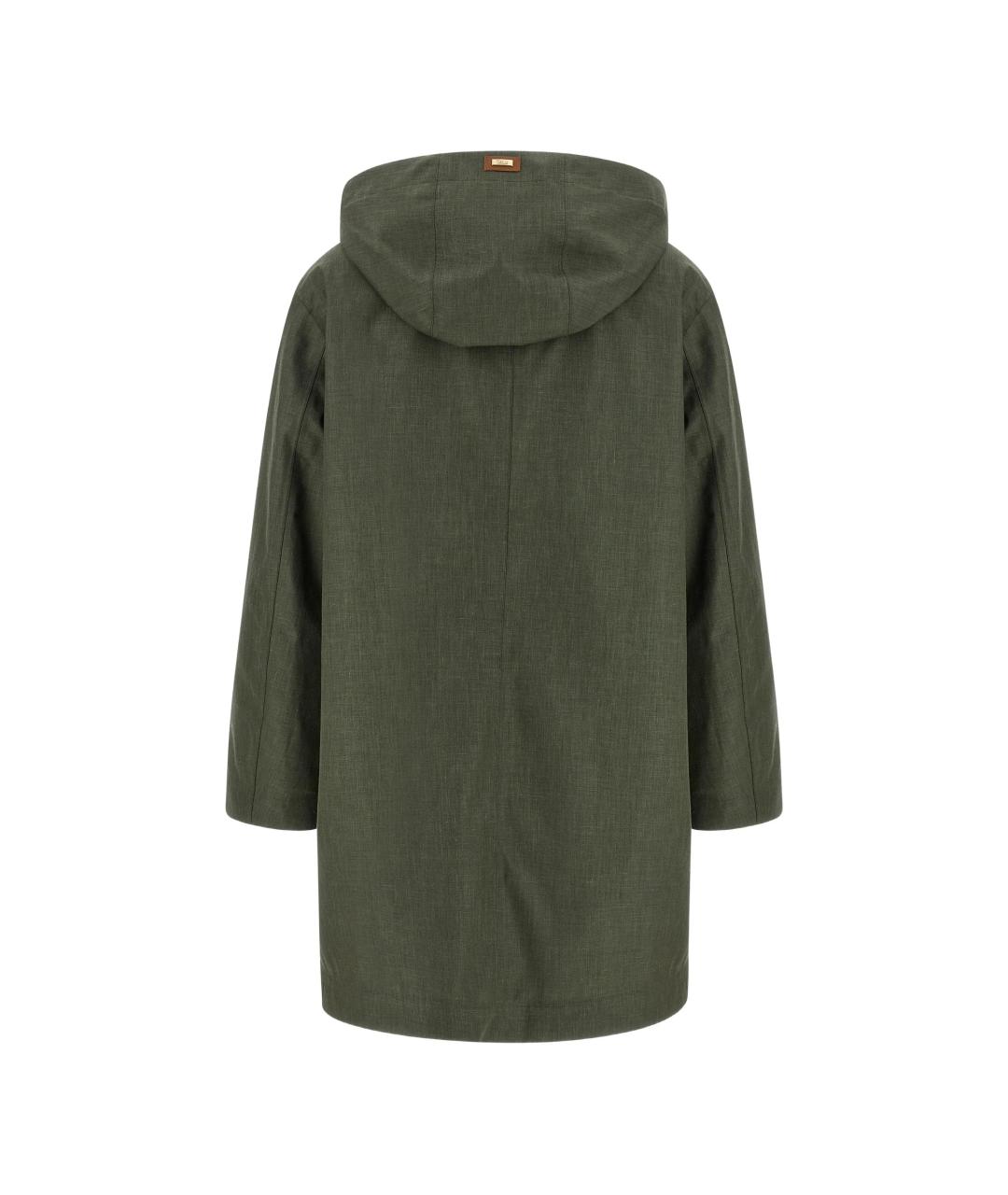 HERNO Зеленый льняной тренч/плащ, фото 4