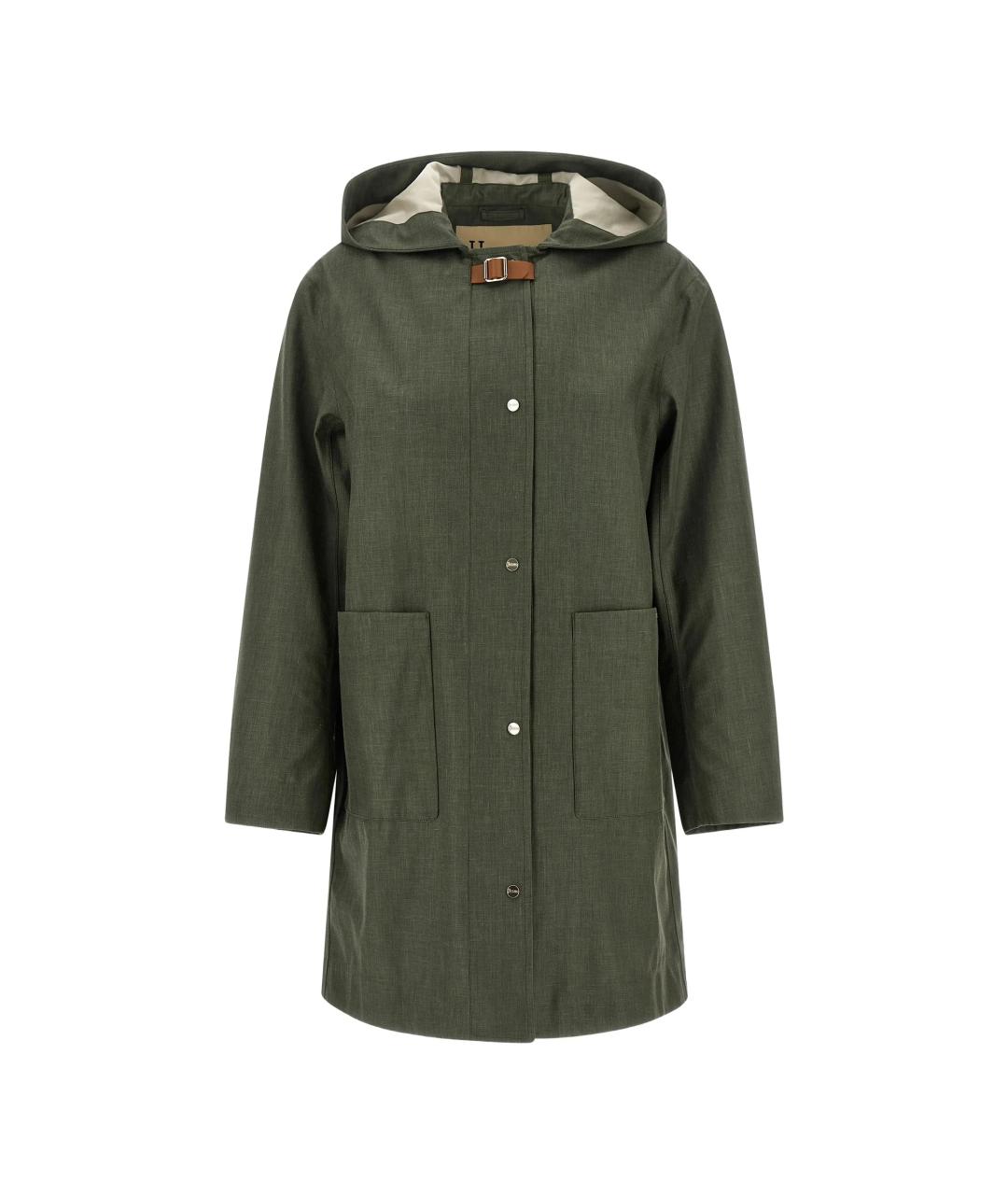 HERNO Зеленый льняной тренч/плащ, фото 1