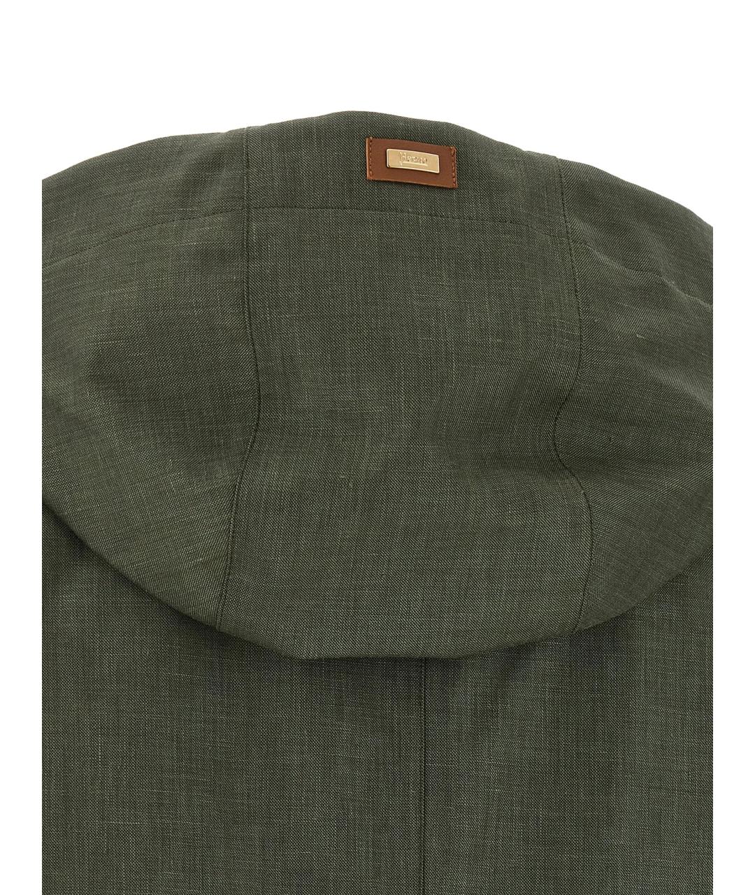 HERNO Зеленый льняной тренч/плащ, фото 3