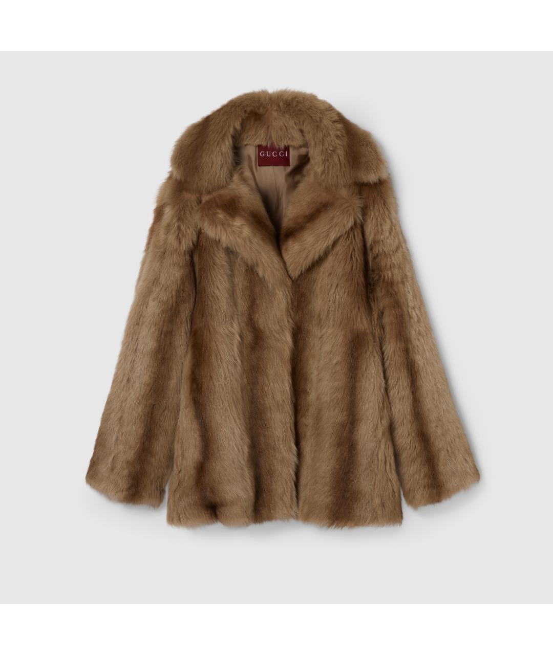 GUCCI Бежевая меховая шуба, фото 1