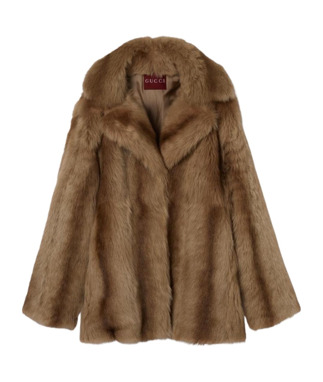 GUCCI Бежевая меховая шуба, фото 1