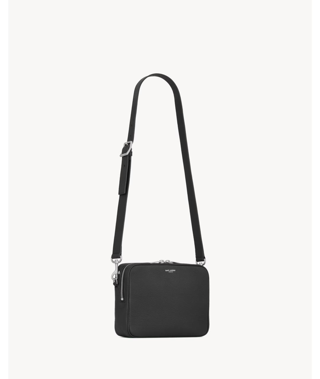 SAINT LAURENT Черная кожаная сумка на плечо, фото 3