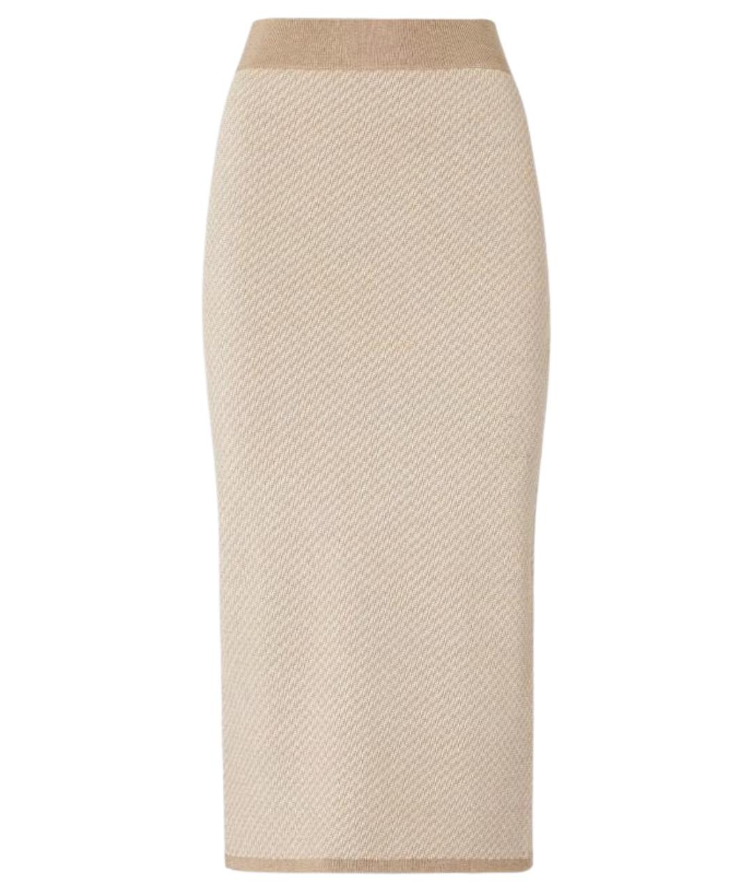 FENDI Бежевая шелковая юбка миди, фото 1