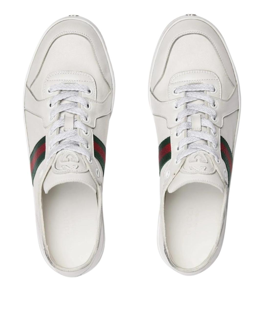 GUCCI Белые кожаные кроссовки, фото 5