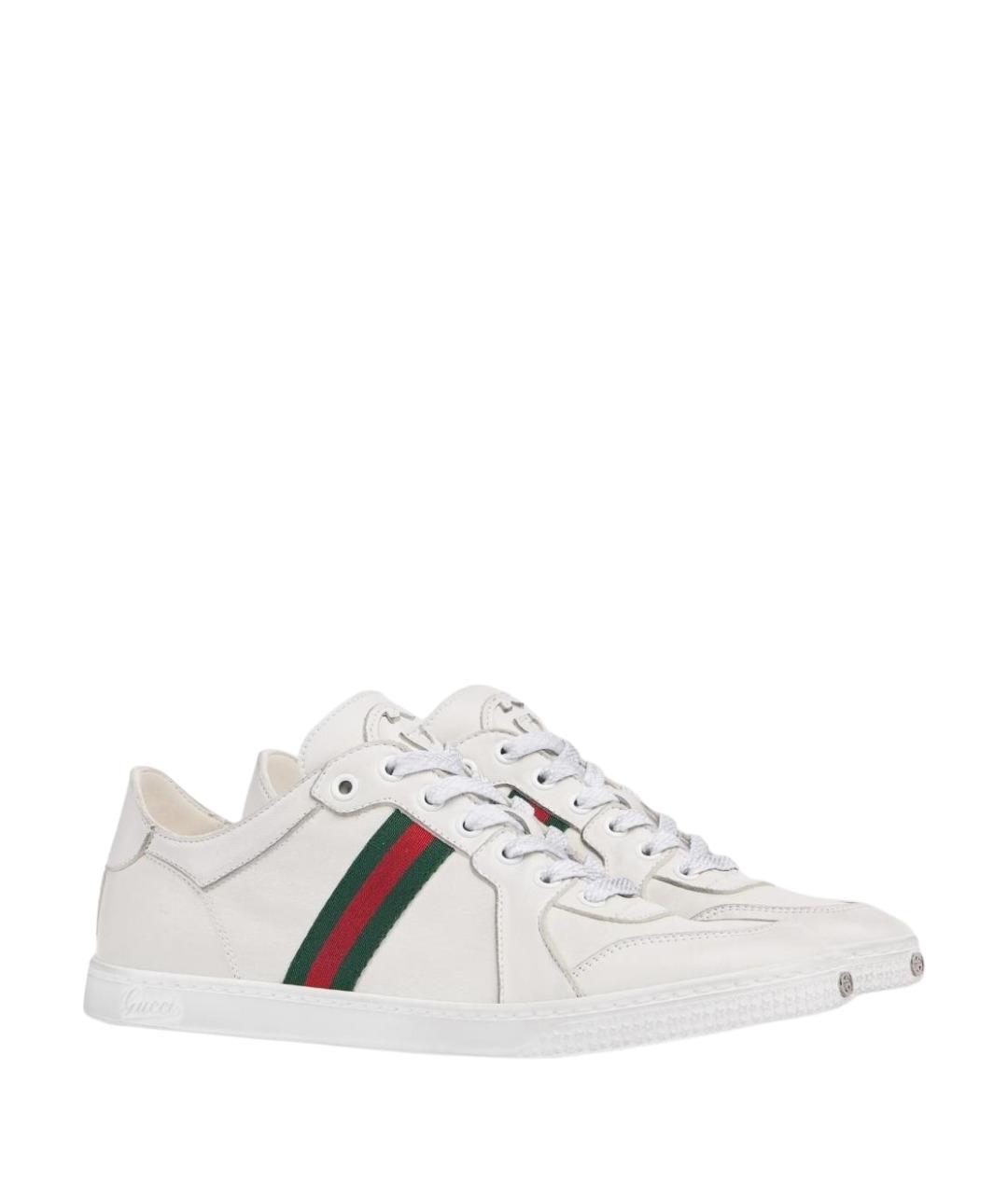 GUCCI Белые кожаные кроссовки, фото 2