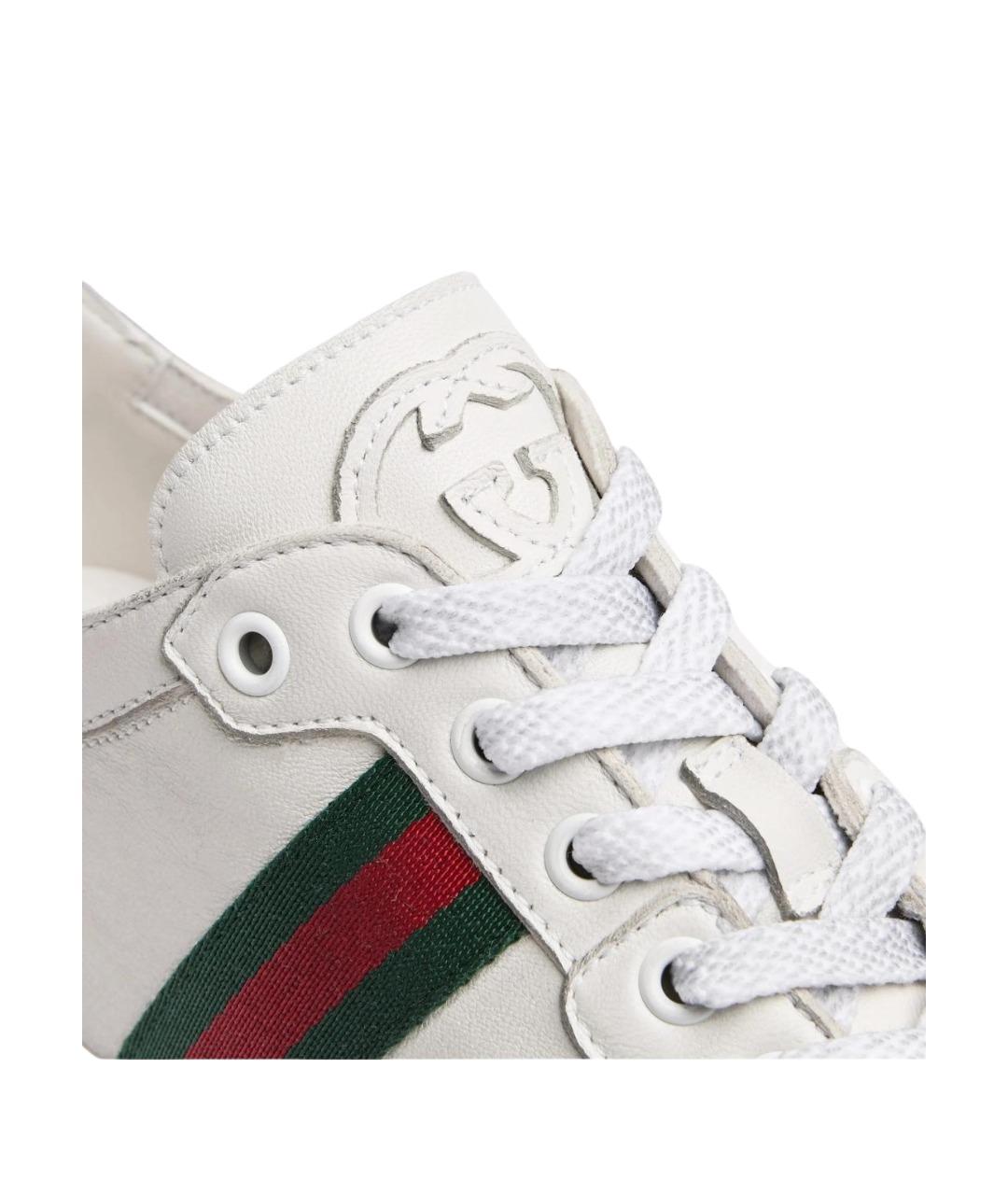 GUCCI Белые кожаные кроссовки, фото 3