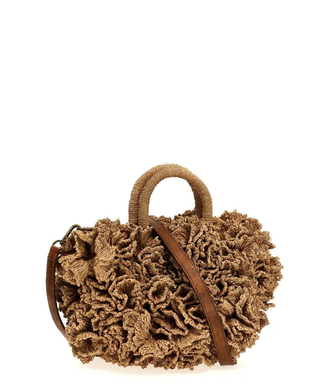 IBELIV Бежевая пелетеная сумка с короткими ручками, фото 2