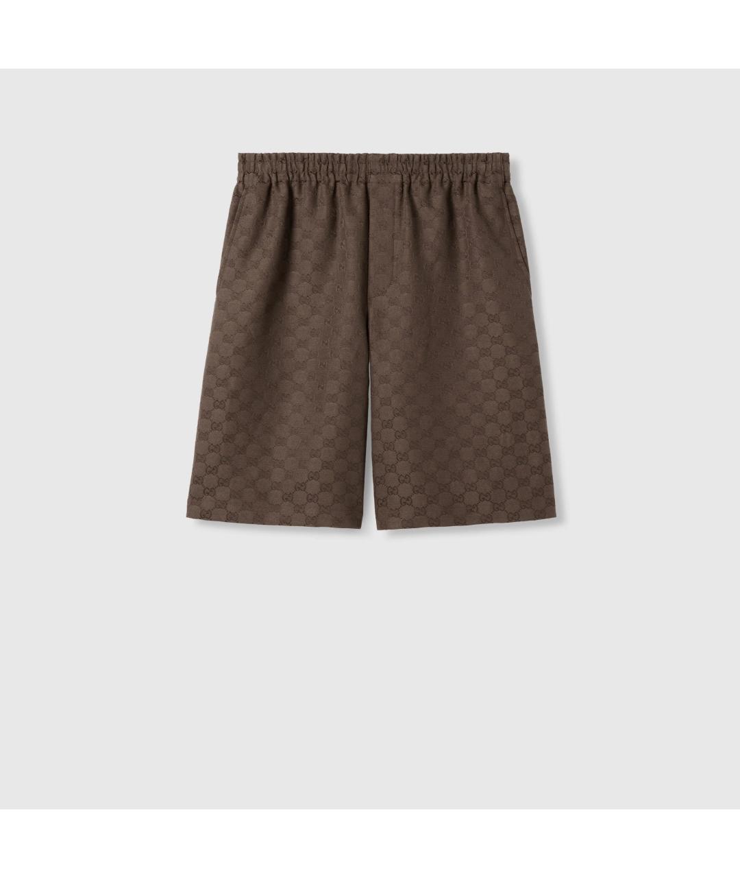 GUCCI Коричневые льняные шорты, фото 1