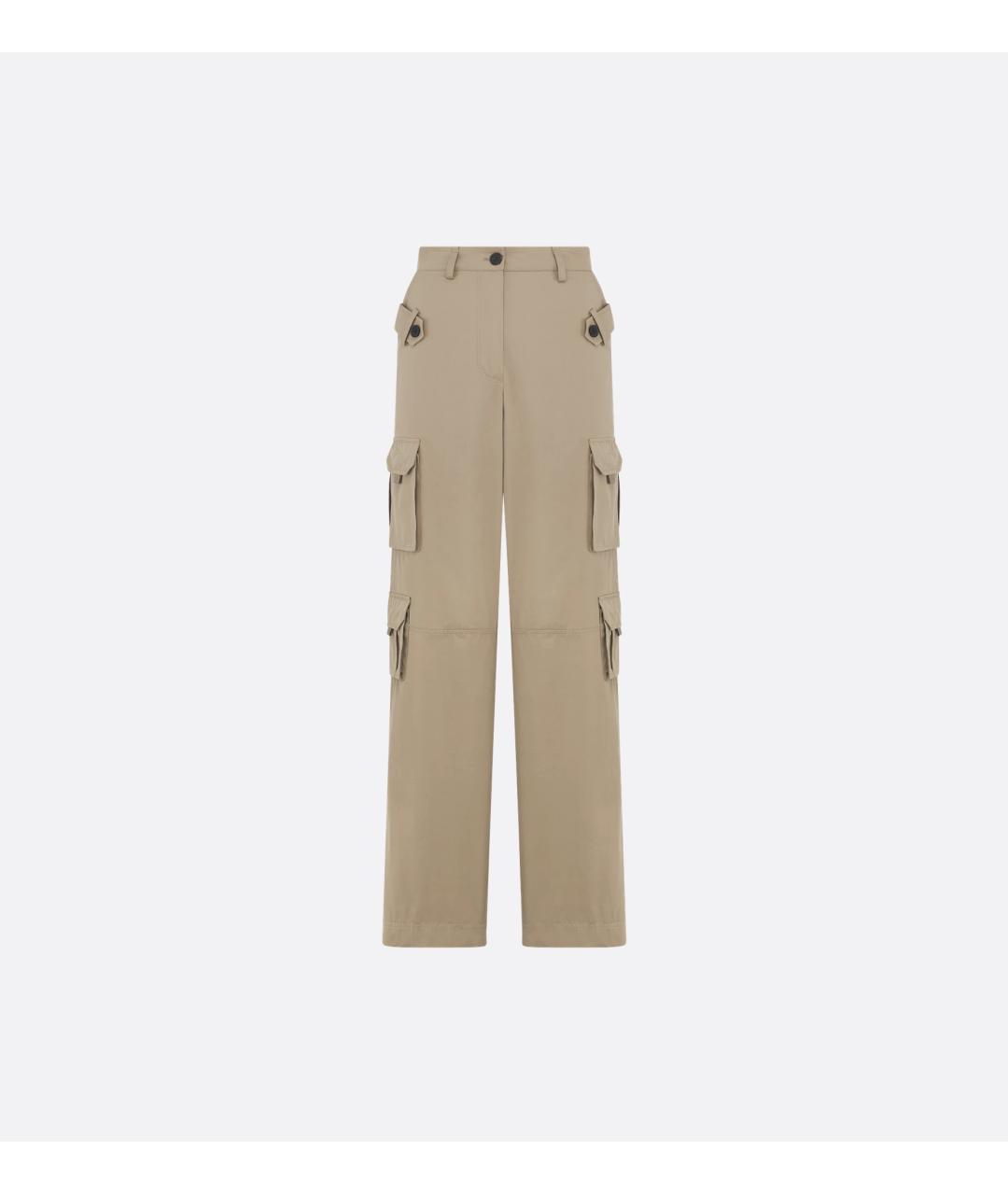 CHRISTIAN DIOR Бежевые хлопковые прямые брюки, фото 1