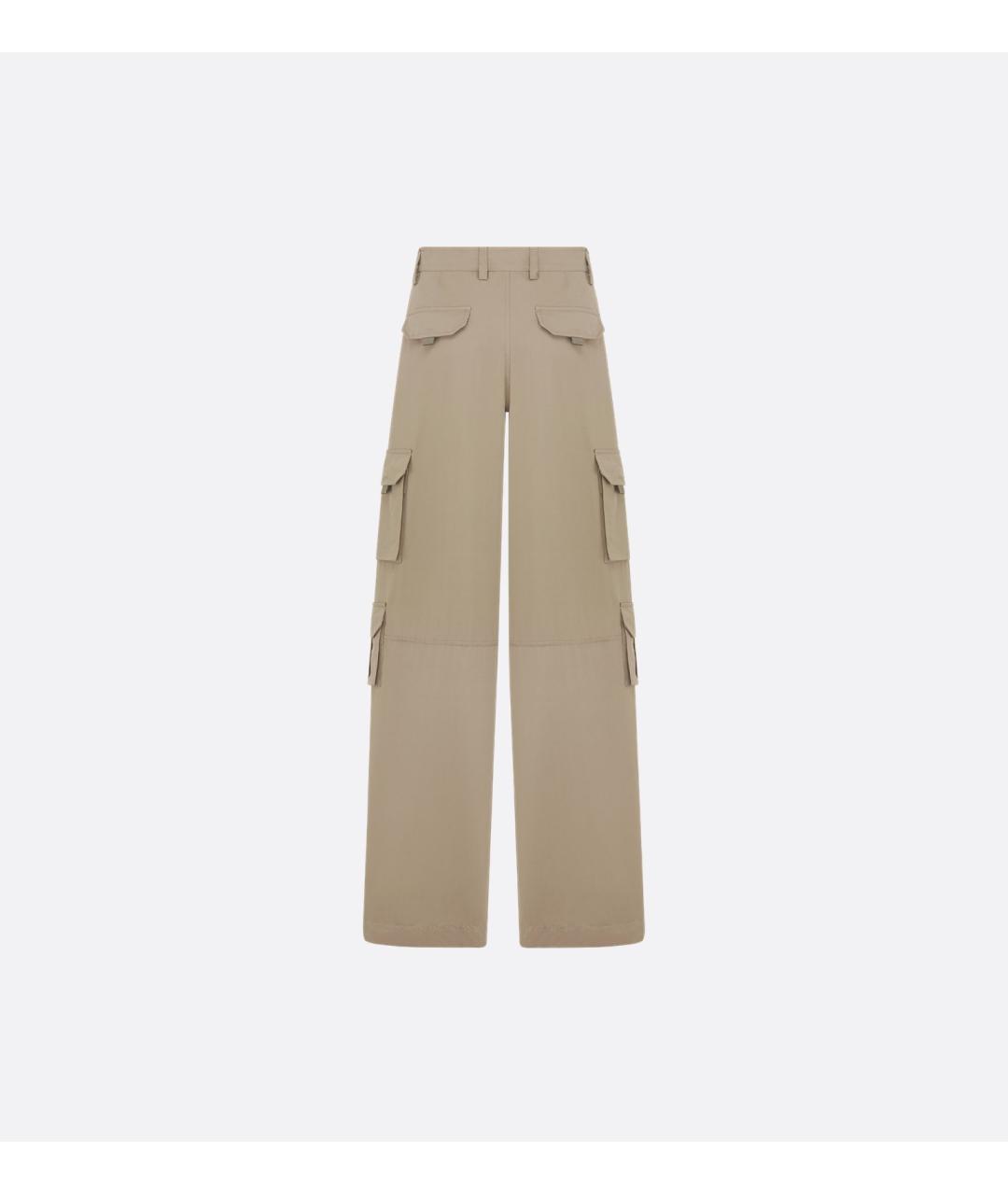 CHRISTIAN DIOR Бежевые хлопковые прямые брюки, фото 2