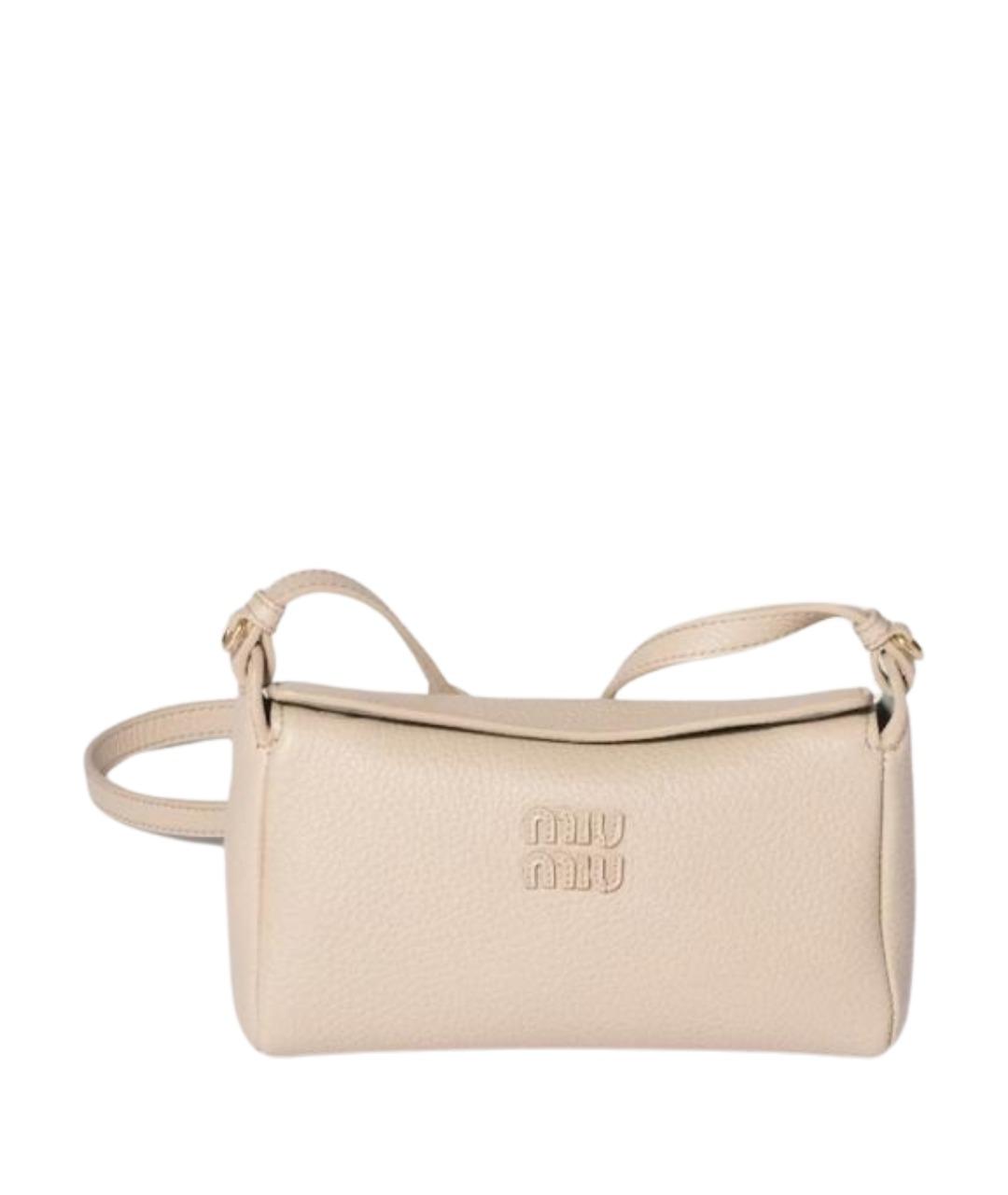 MIU MIU Бежевая кожаная сумка через плечо, фото 1