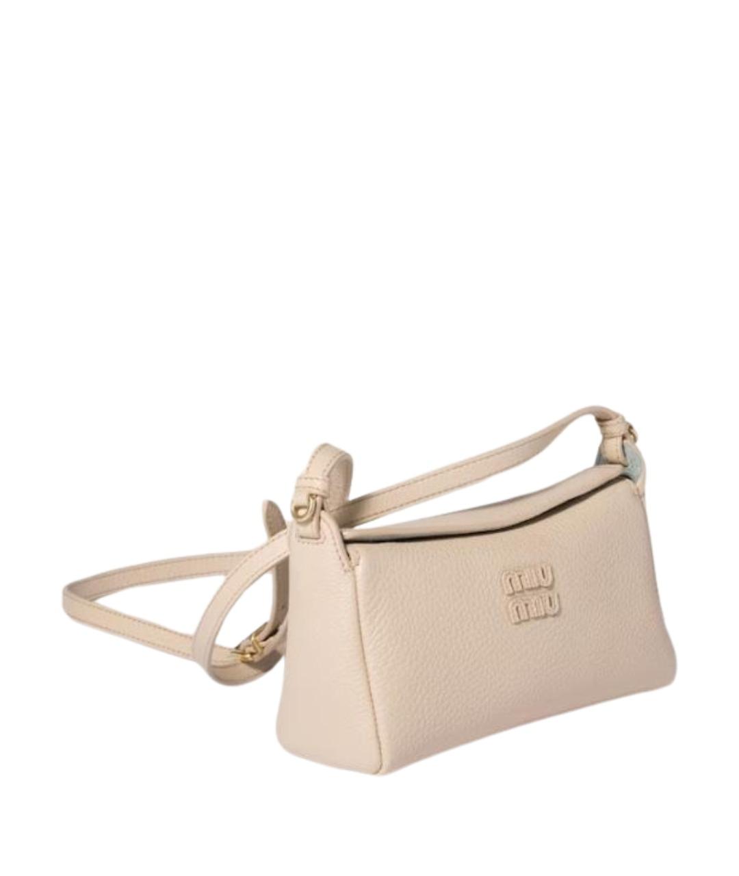 MIU MIU Бежевая кожаная сумка через плечо, фото 2