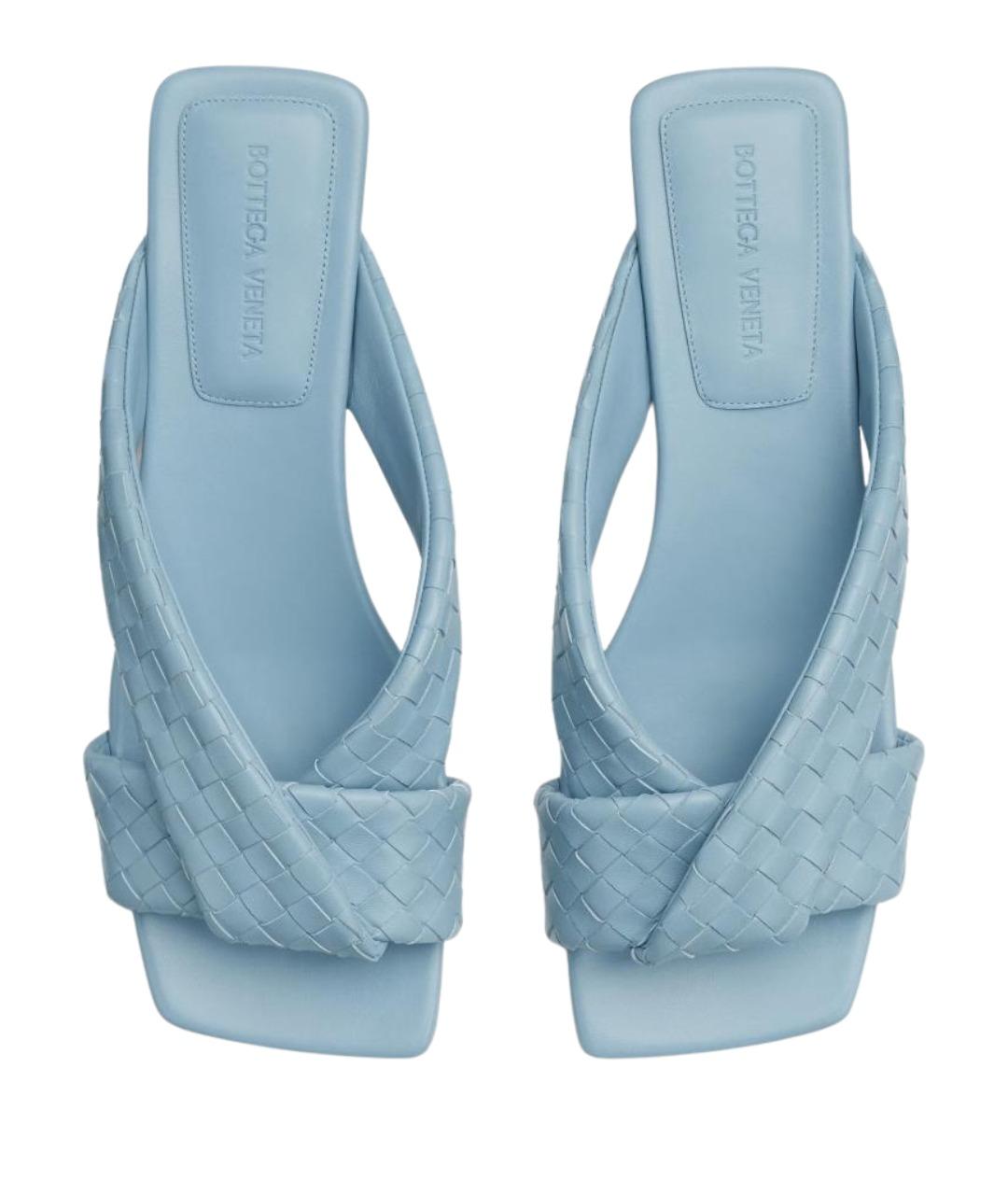 BOTTEGA VENETA Голубые кожаные сандалии, фото 4