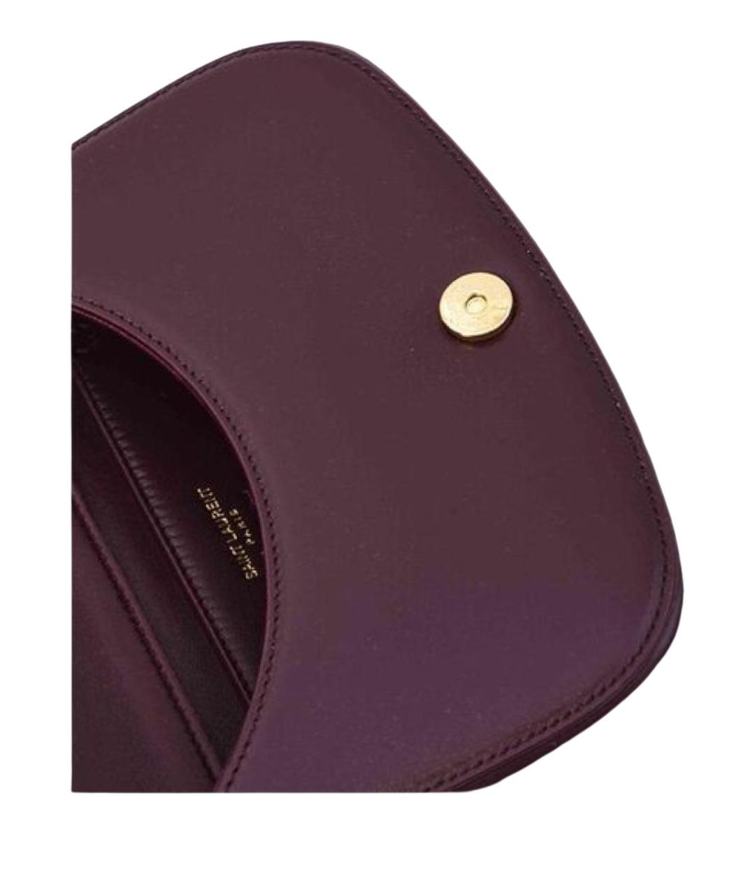 SAINT LAURENT Бордовая кожаная сумка через плечо, фото 3