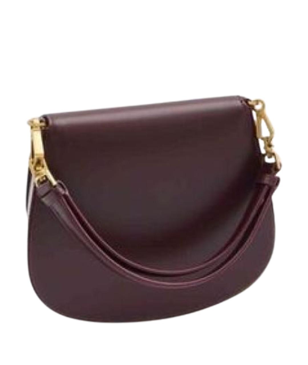 SAINT LAURENT Бордовая кожаная сумка через плечо, фото 2