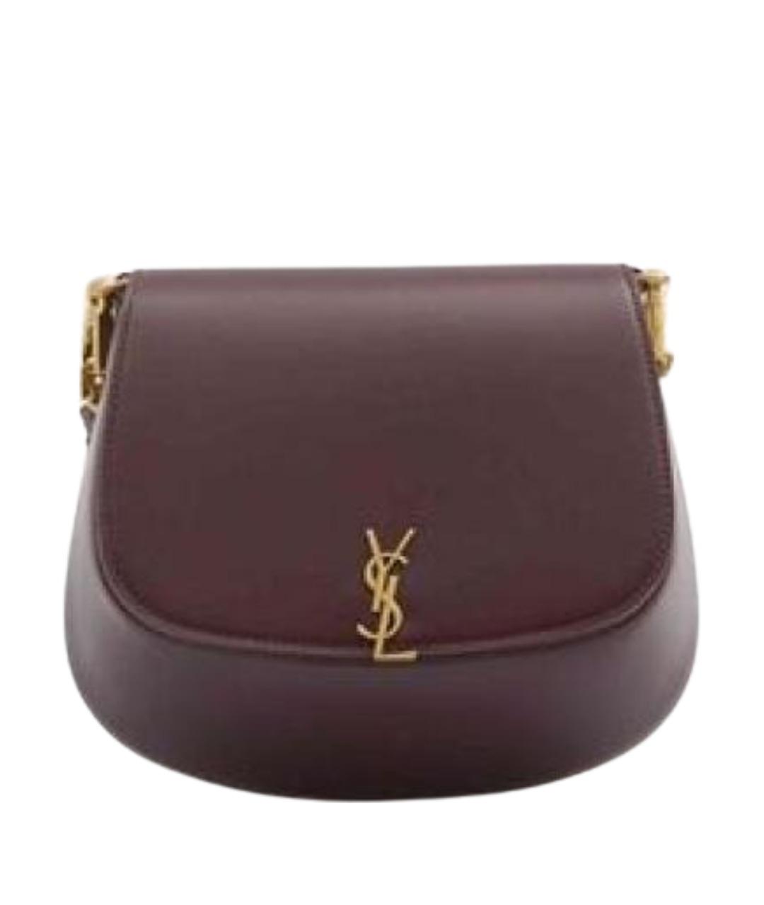 SAINT LAURENT Бордовая кожаная сумка через плечо, фото 1