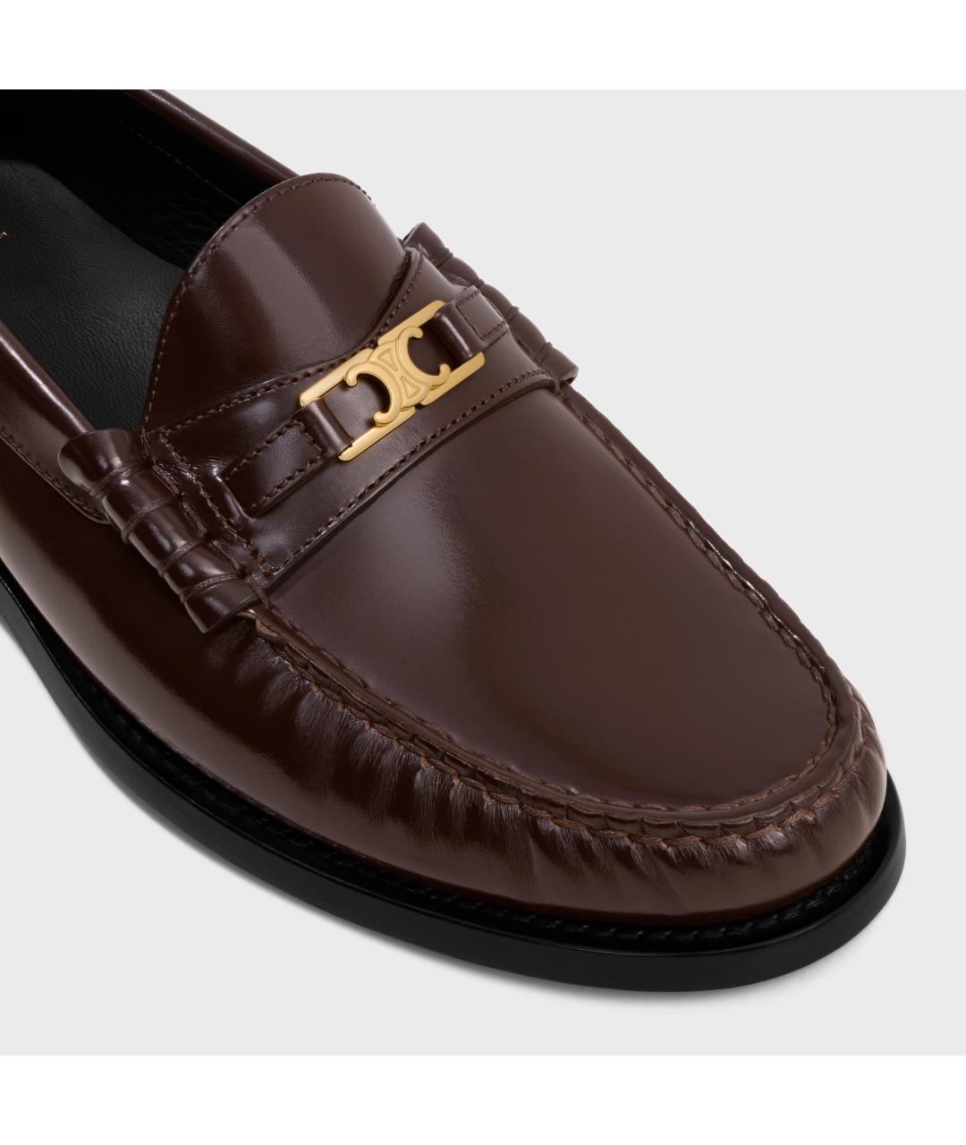 CELINE Коричневые кожаные лоферы, фото 4