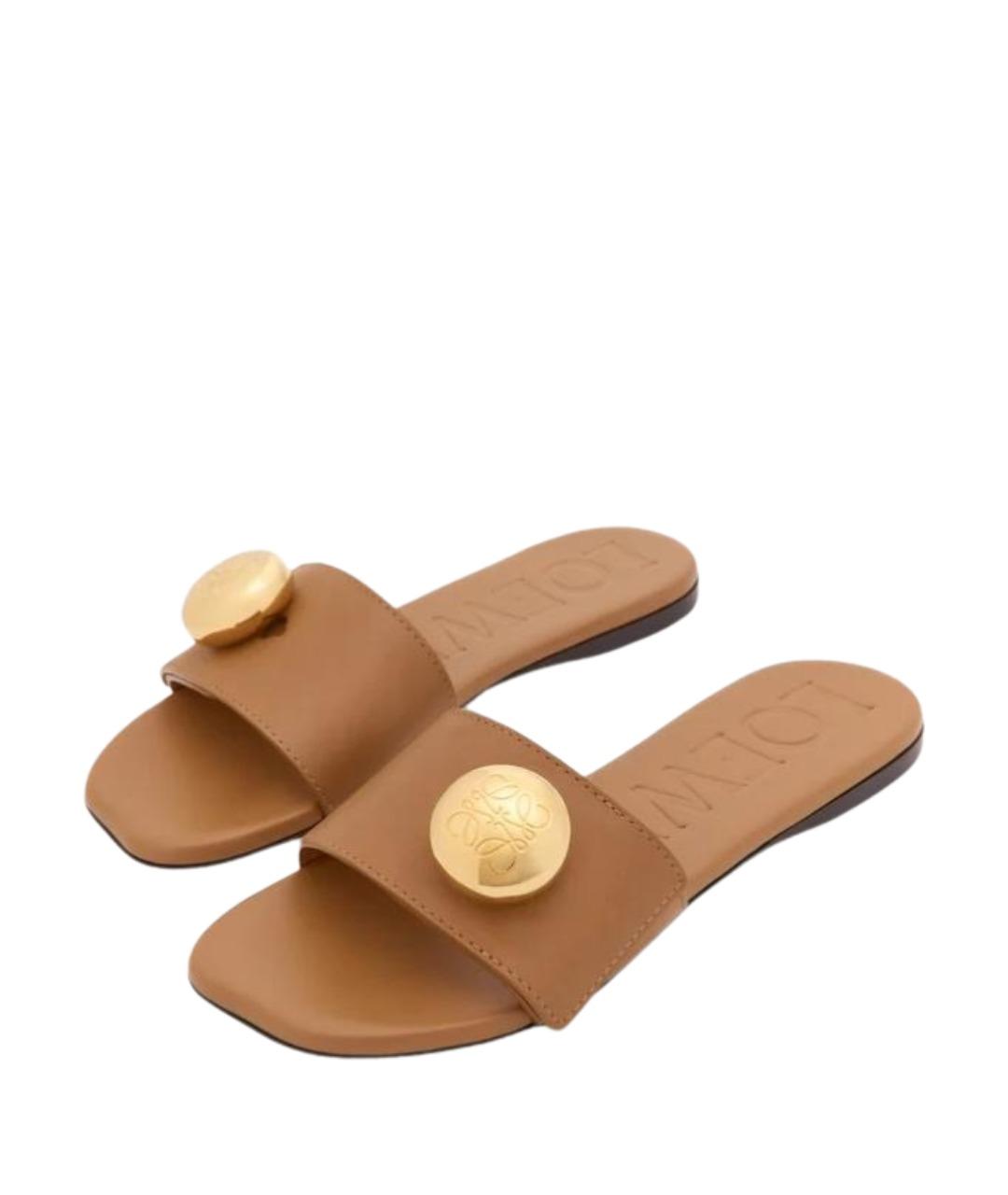 LOEWE Бежевые кожаные сандалии, фото 2