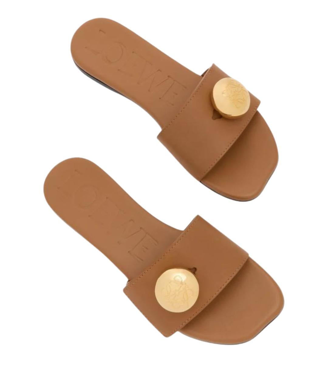 LOEWE Бежевые кожаные сандалии, фото 3