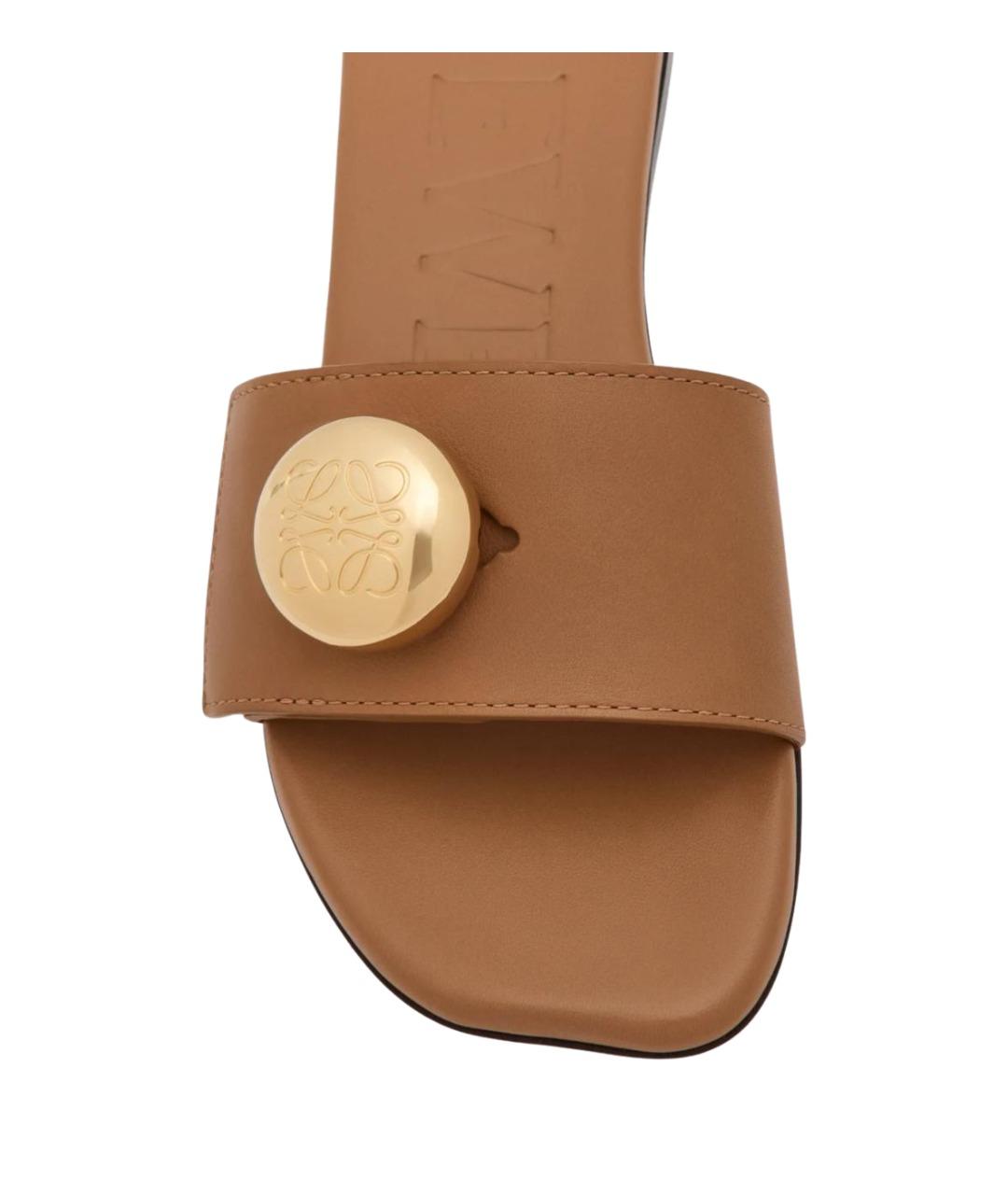 LOEWE Бежевые кожаные сандалии, фото 4