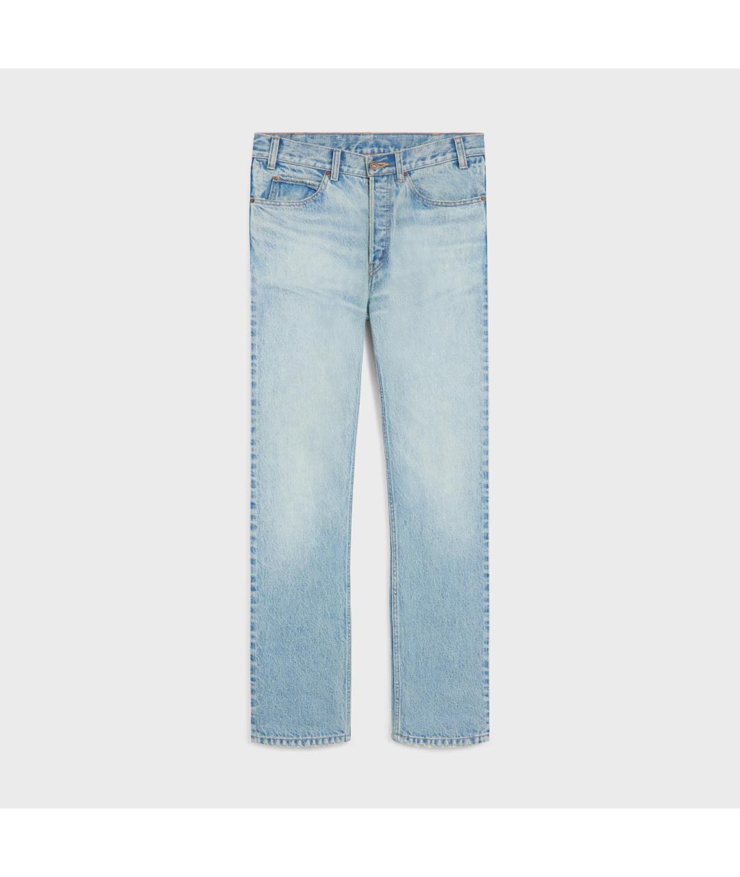CELINE Голубые хлопковые прямые джинсы, фото 1