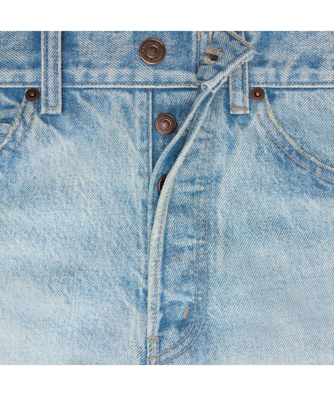 CELINE Голубые хлопковые прямые джинсы, фото 4