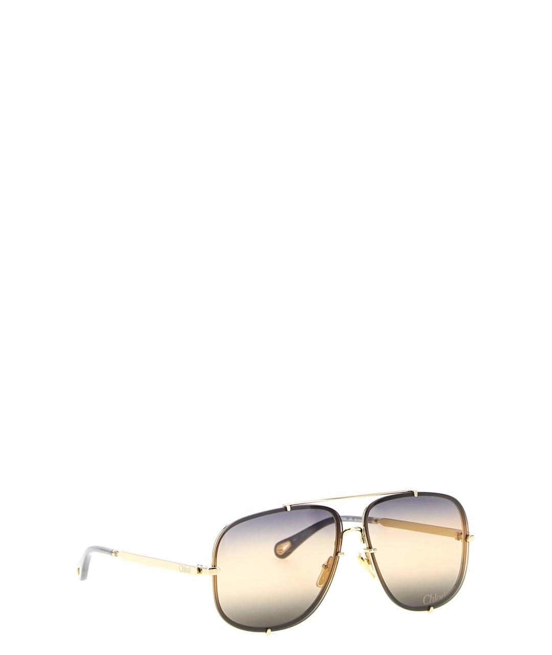 CHLOE Коричневые металлические солнцезащитные очки, фото 2