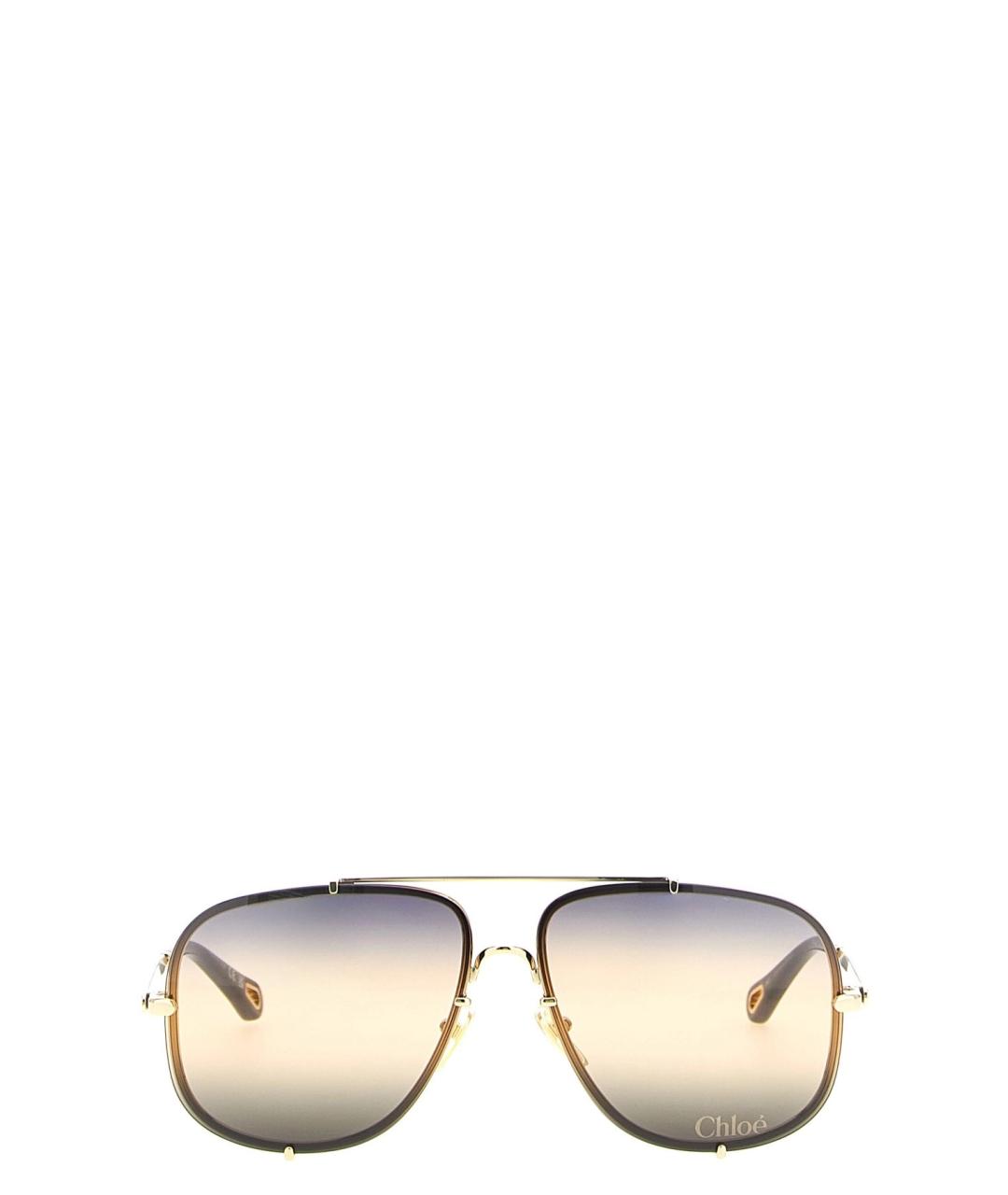CHLOE Коричневые металлические солнцезащитные очки, фото 1
