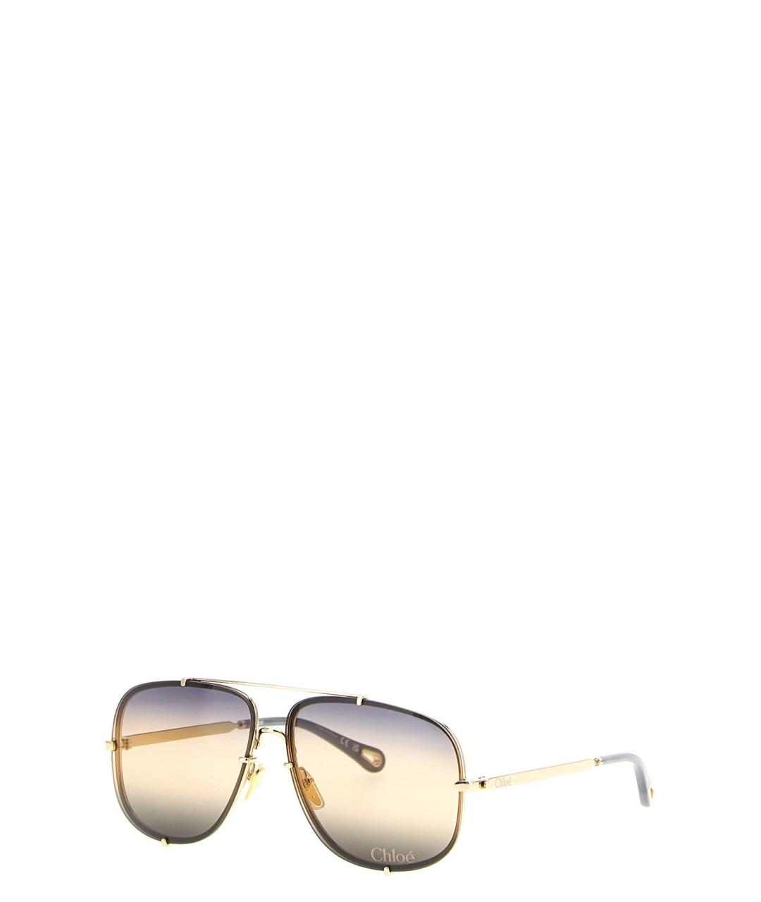CHLOE Коричневые металлические солнцезащитные очки, фото 3
