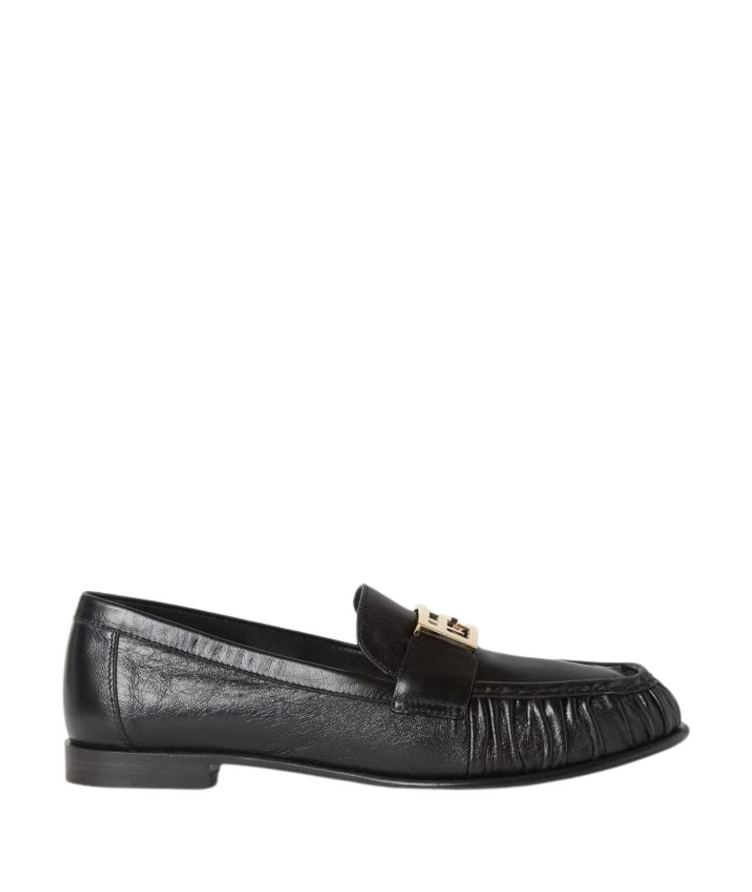 FENDI Черные кожаные лоферы, фото 1