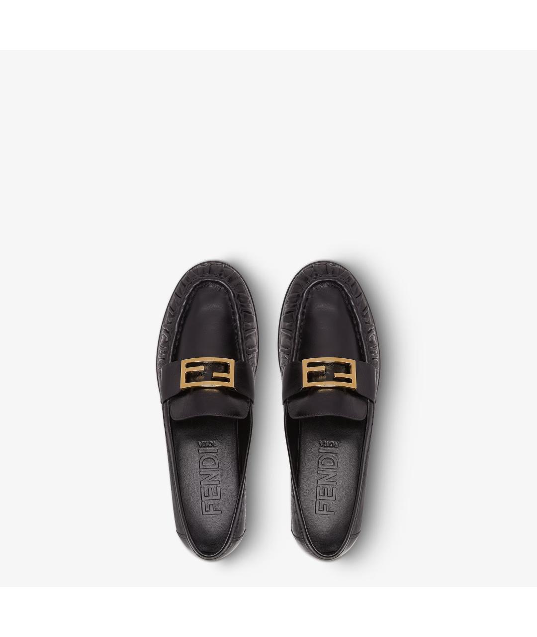 FENDI Черные кожаные лоферы, фото 4
