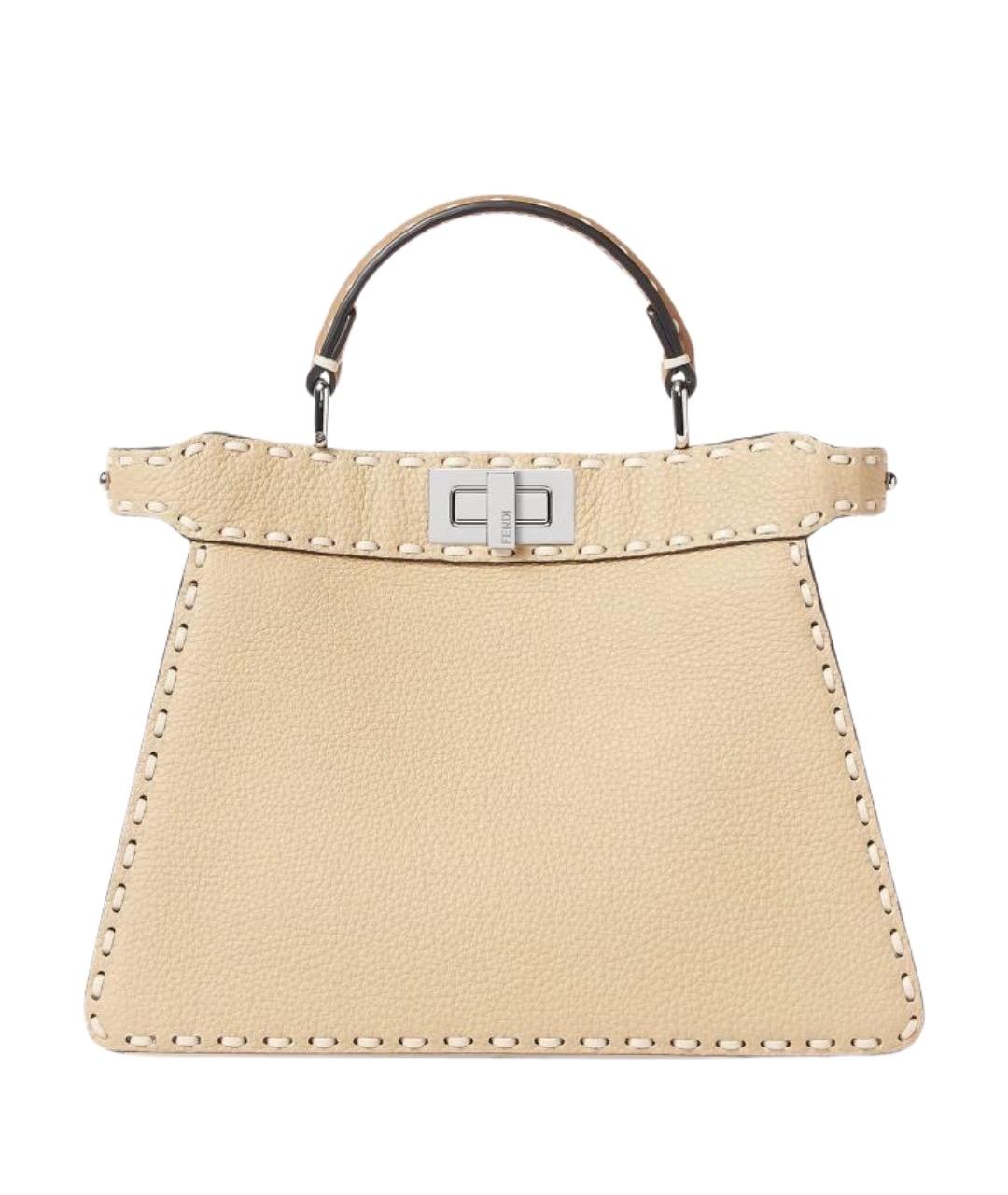 FENDI Бежевая кожаная сумка через плечо, фото 1