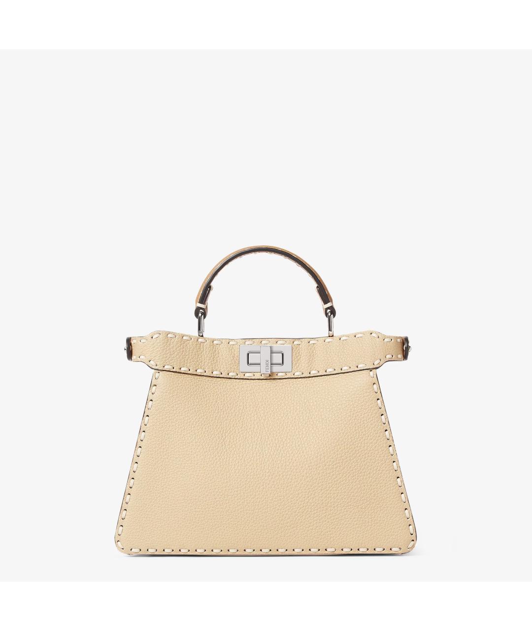 FENDI Бежевая кожаная сумка через плечо, фото 2